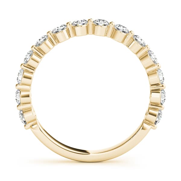 Single Shared Prong Wedding Band (0.42 ct. tw.), Side view in yellow gold