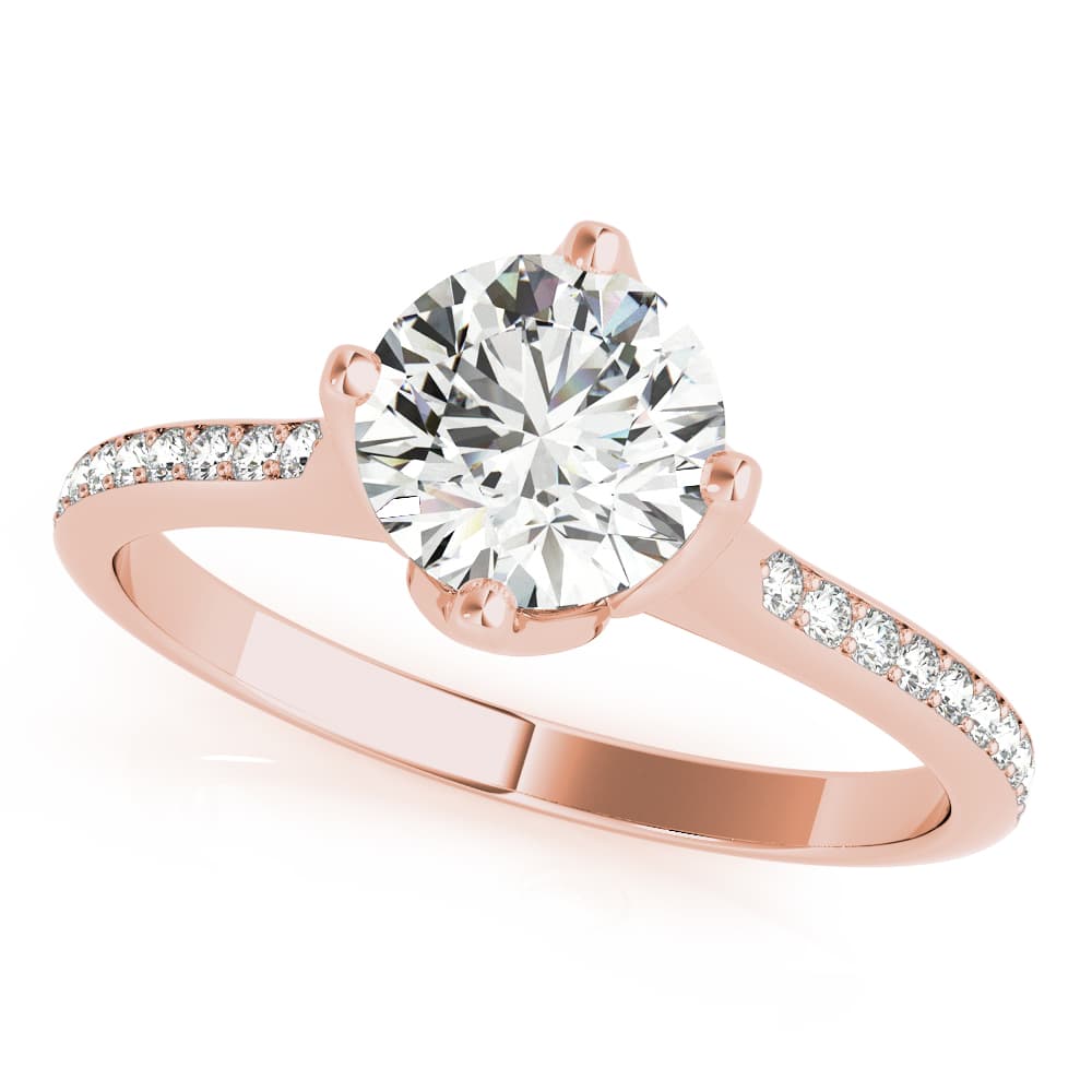 Single Row Prong Set Engagement Ring, style 51122, Front view in rose gold