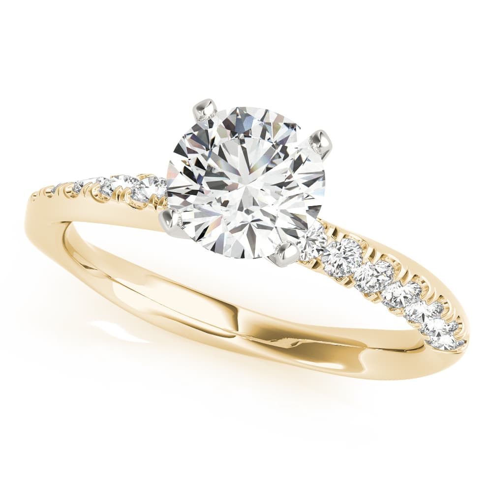 Engagement Ring Split Prongs, style 51126, Front view in yellow gold