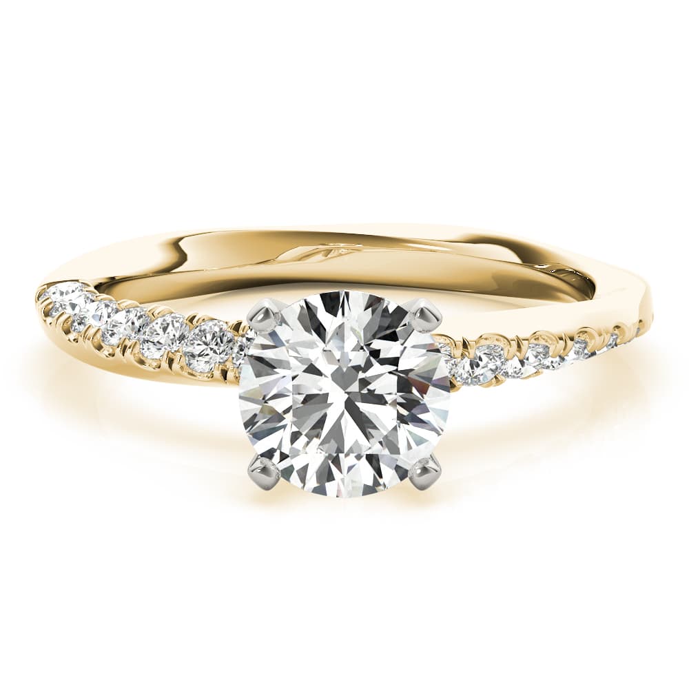 Engagement Ring Split Prongs, style 51126, Angle view in yellow gold
