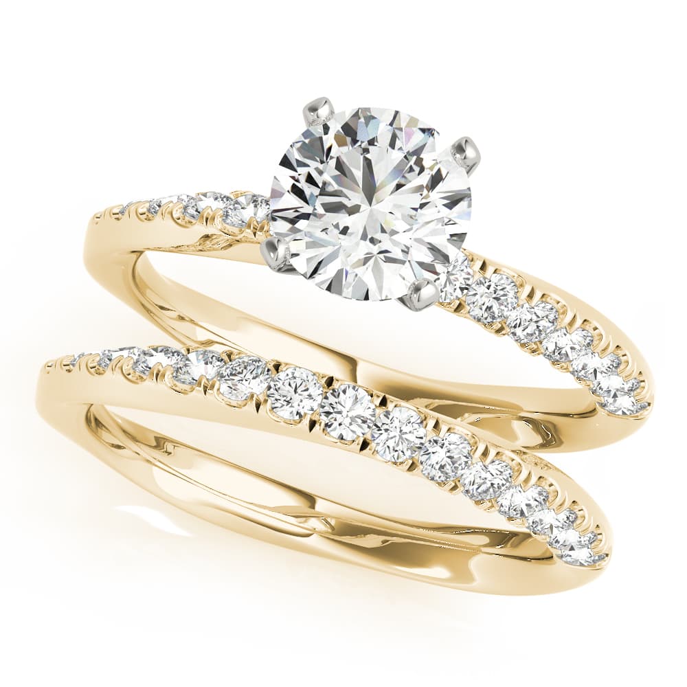 Engagement Ring Split Prongs, style 51126, On hand view in yellow gold