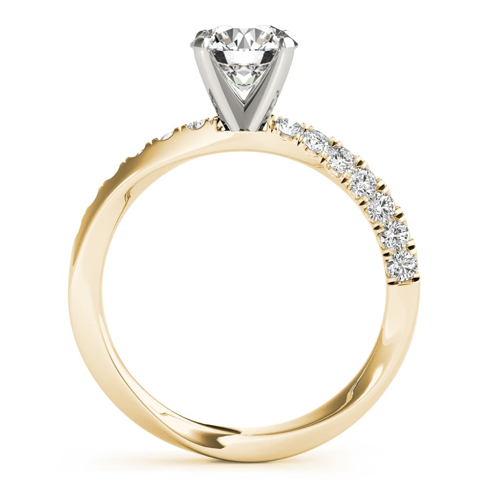 Engagement Ring Split Prongs, style 51126, Side view in yellow gold
