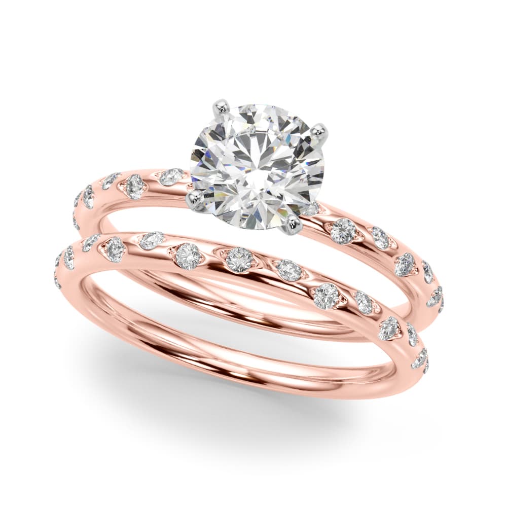 Scattered Diamond Engagement Ring, style 51168, On hand view in rose gold