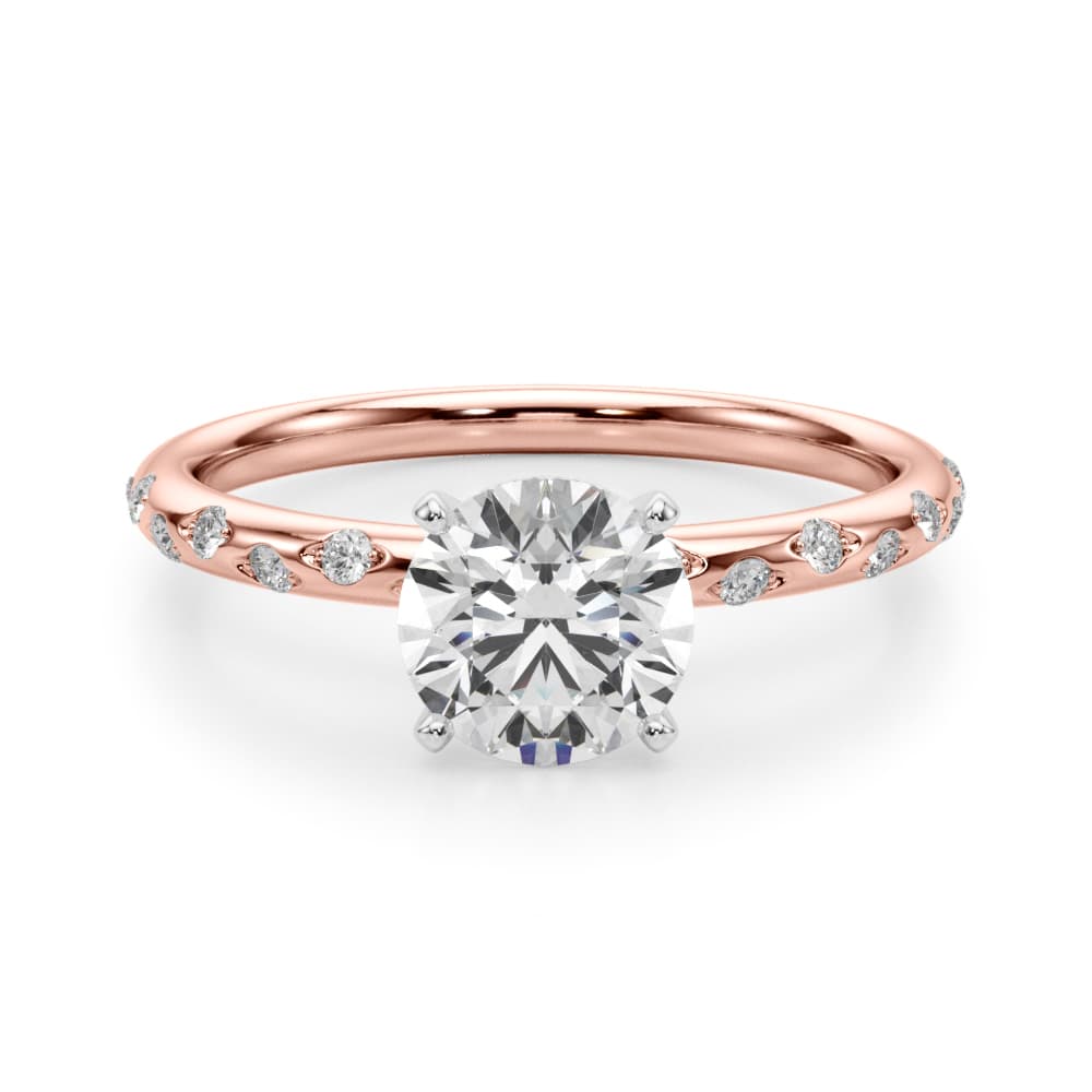 Scattered Diamond Engagement Ring, style 51168, Top view in rose gold