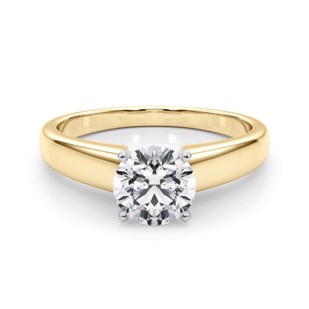Solitaire Engagement Ring, style 51175, On hand view in yellow gold