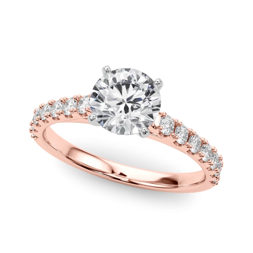 Single Row Engagement Ring, style 51177, Front view in rose gold