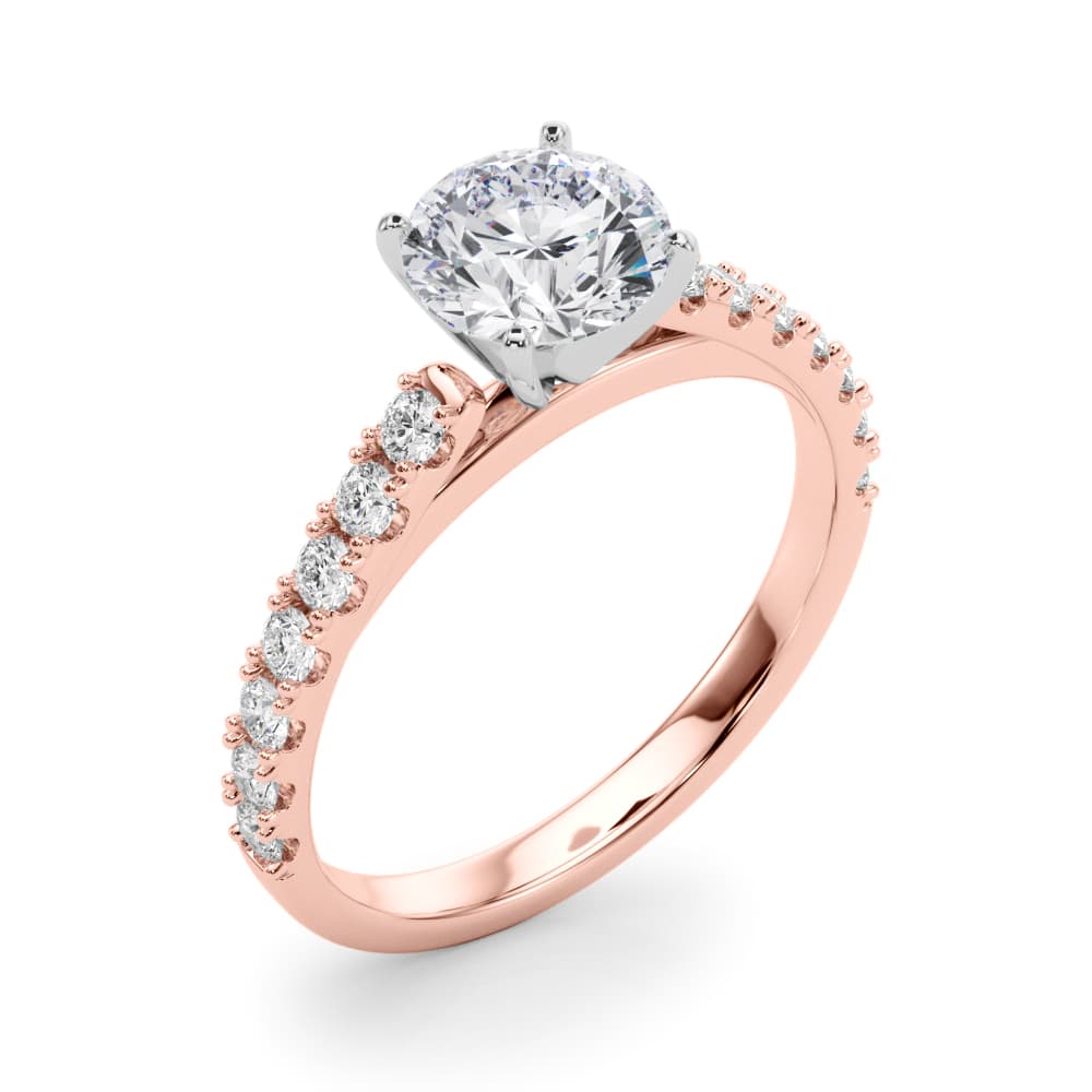 Single Row Engagement Ring, style 51177, Angle view in rose gold