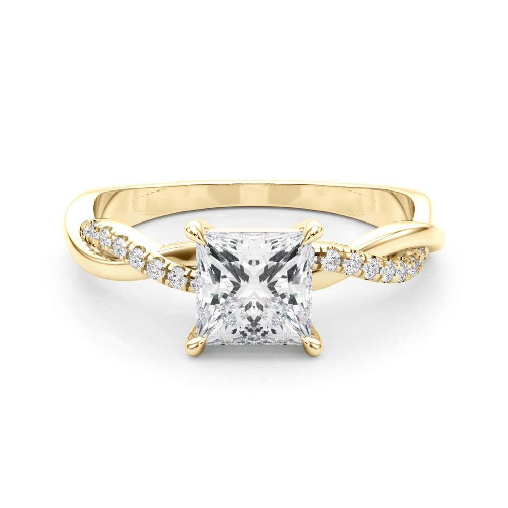 Engagement Ring, style 51197, On hand view in yellow gold