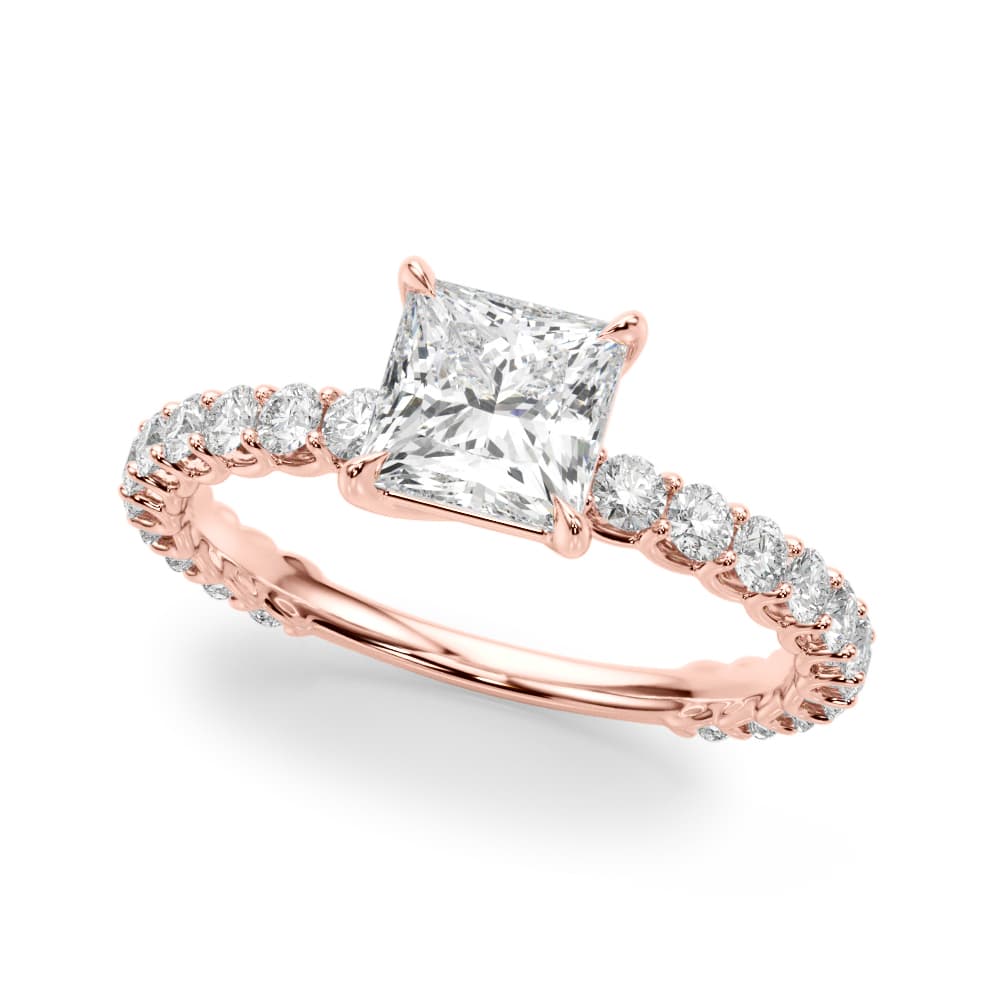 Pc Single Row Shared Prong Eng Ring, style 51202, Front view in rose gold