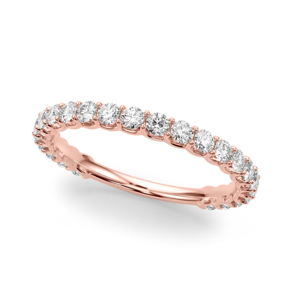 Prong Set Wedding Band (0.72 ct. tw.), Front view in rose gold