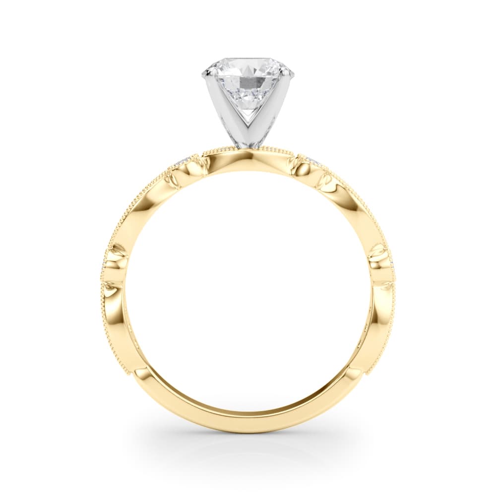 Vintage Inspired Milgrain Engagement Ring, style 51205, Side view in yellow gold