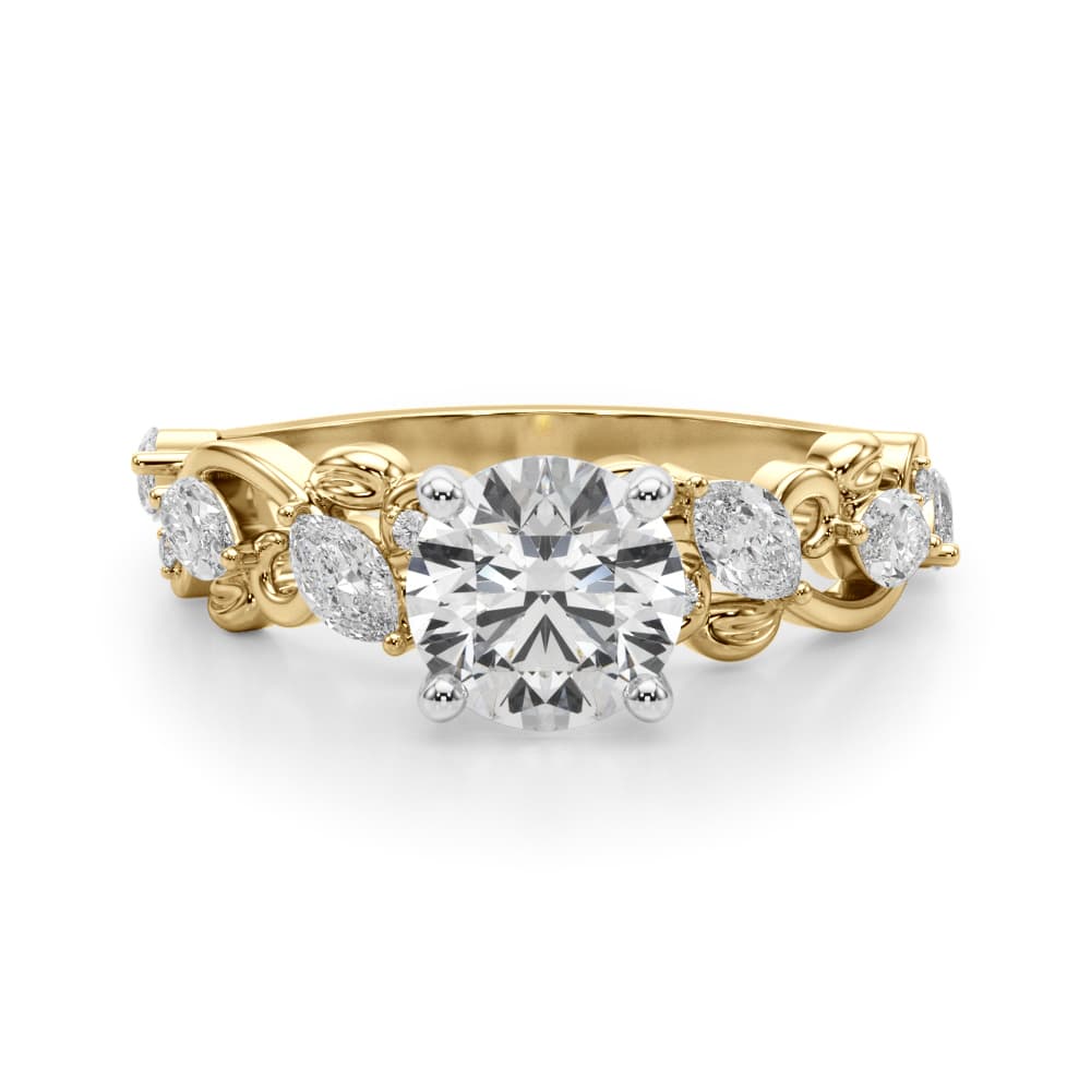 Contemporary Engagement Ring, style 51214, Angle view in yellow gold