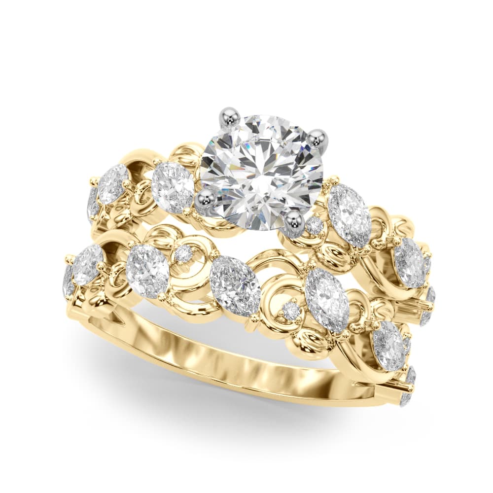 Contemporary Engagement Ring, style 51214, On hand view in yellow gold