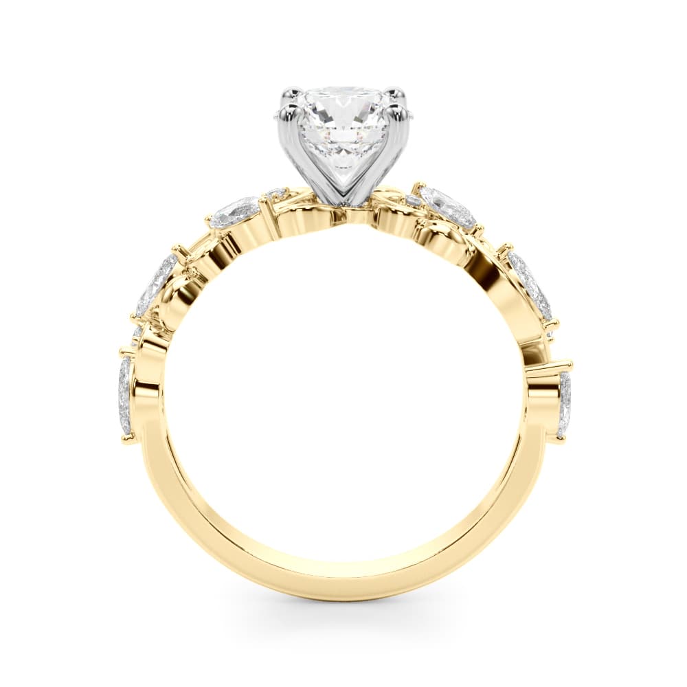 Contemporary Engagement Ring, style 51214, Side view in yellow gold