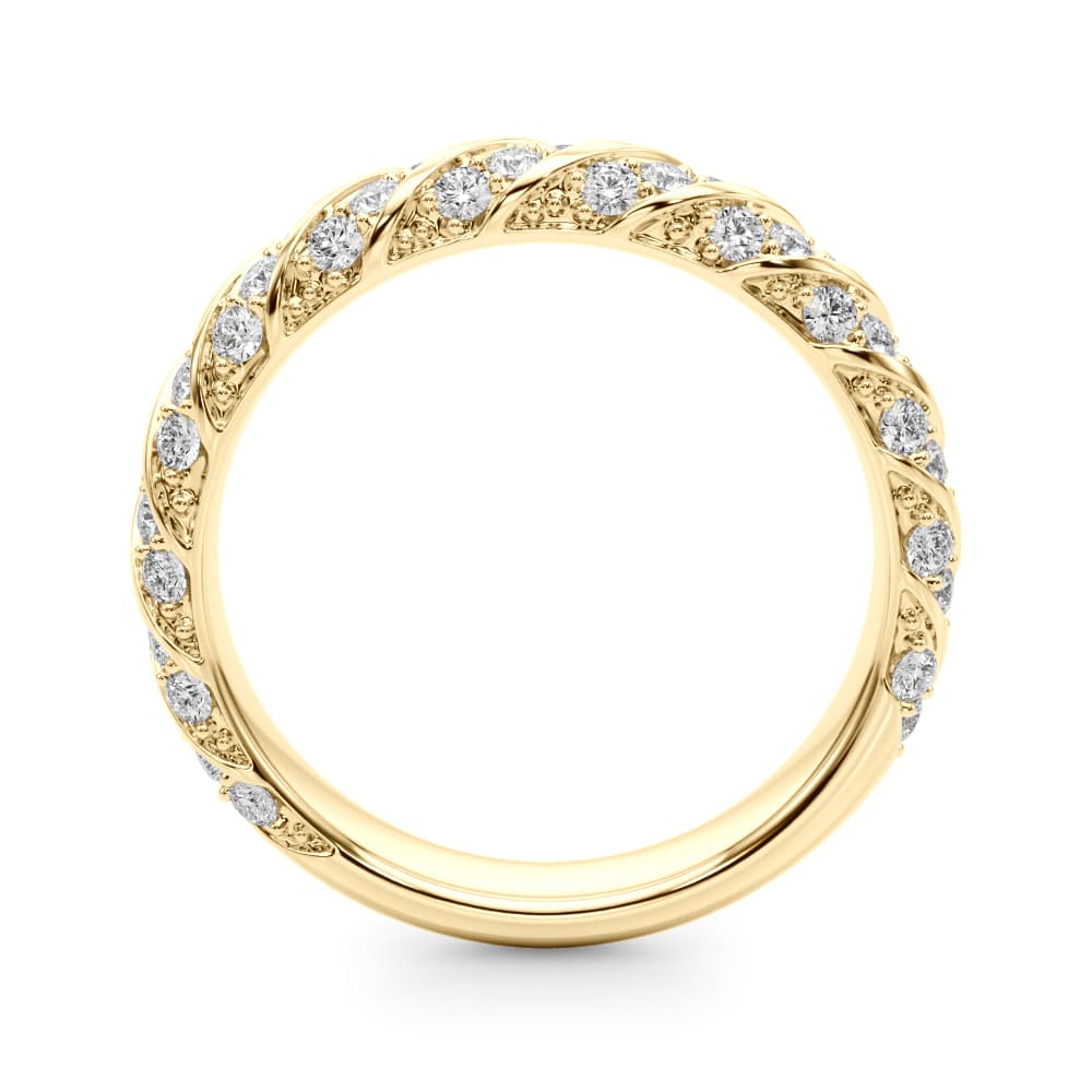 Swirling Pavé Wedding Band (2/3 ct. tw.), Side view in yellow gold