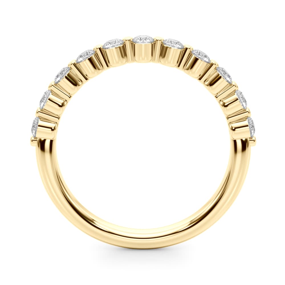 Single Shared Prong Wedding Band (0.44 ct. tw.), Side view in yellow gold