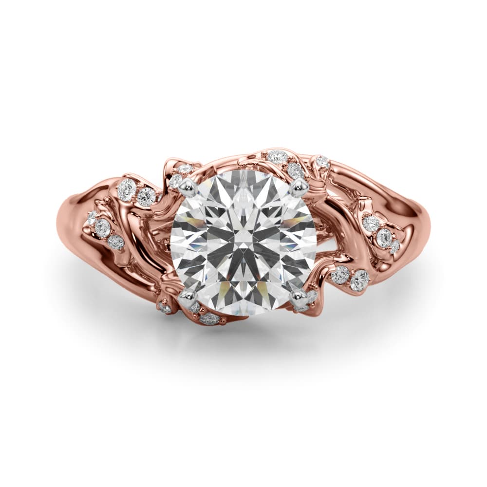 Nature Inspired Engagement Ring, style 51254, Angle view in rose gold