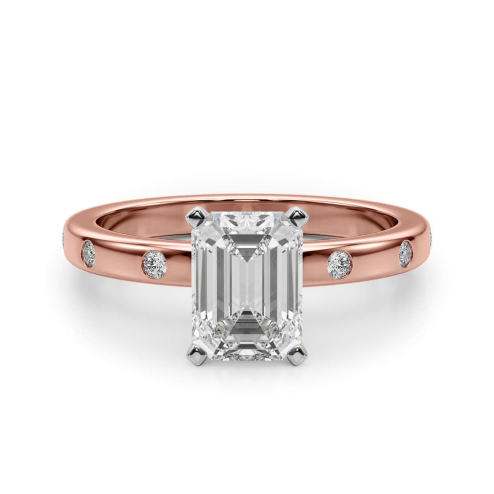 Contemporary Burnish Engagement Ring, style 51255, Angle view in rose gold