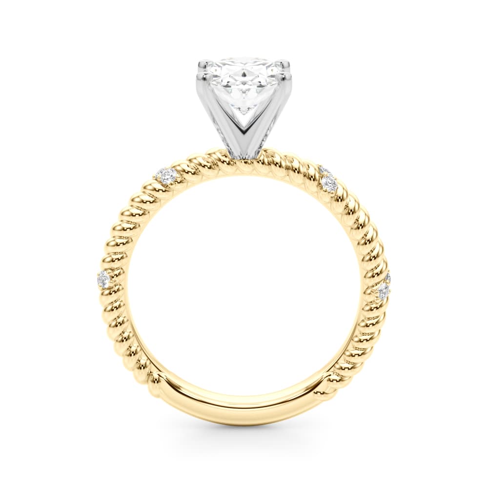 Twisting Diamond Accented Engagement Ring, style 51262, Side view in yellow gold
