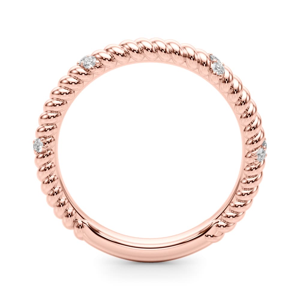 Twisting Diamond Accented Wedding Band (1/8 ct. tw.), Side view in rose gold