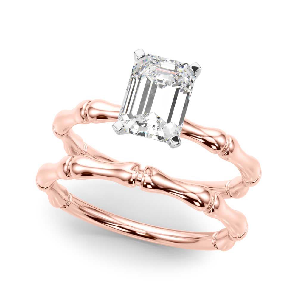 Bamboo Style Engagement Ring, style 51264, On hand view in rose gold