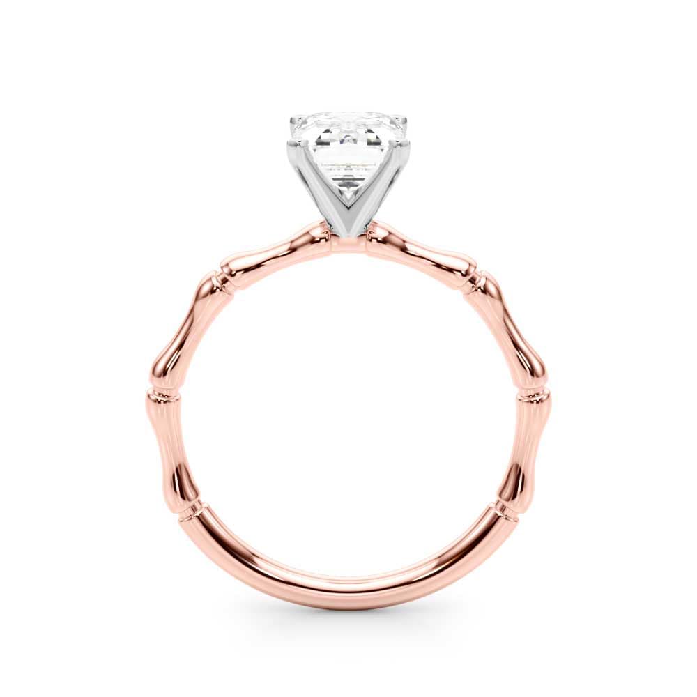 Bamboo Style Engagement Ring, style 51264, Side view in rose gold