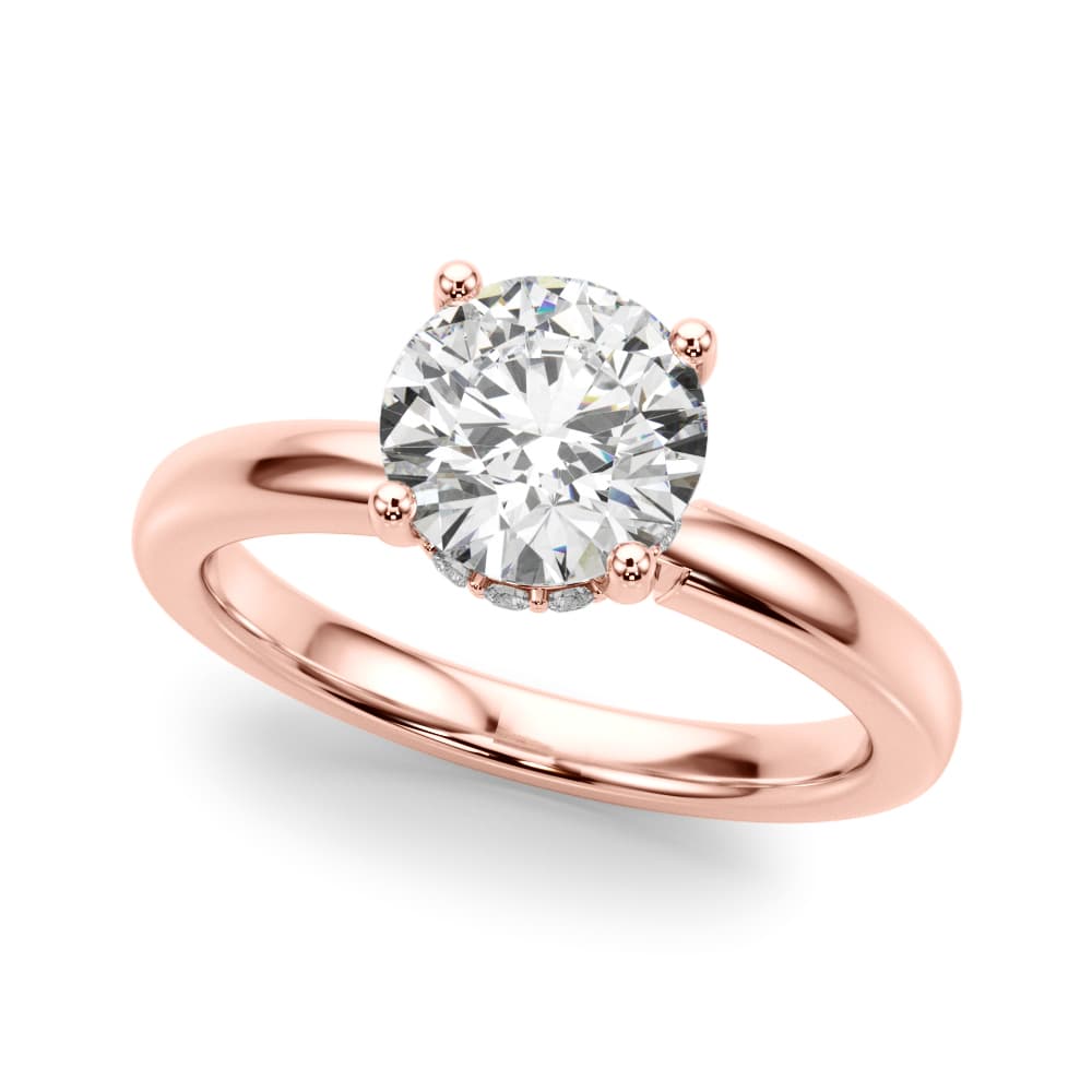 Contemporary Solitaire Engagement Ring, style 51267, Front view in rose gold