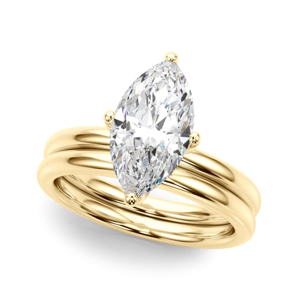 Floral Marquise Engagement Ring, style 51320, On hand view in yellow gold