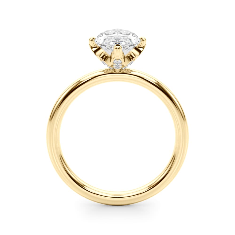 Floral Marquise Engagement Ring, style 51320, Side view in yellow gold