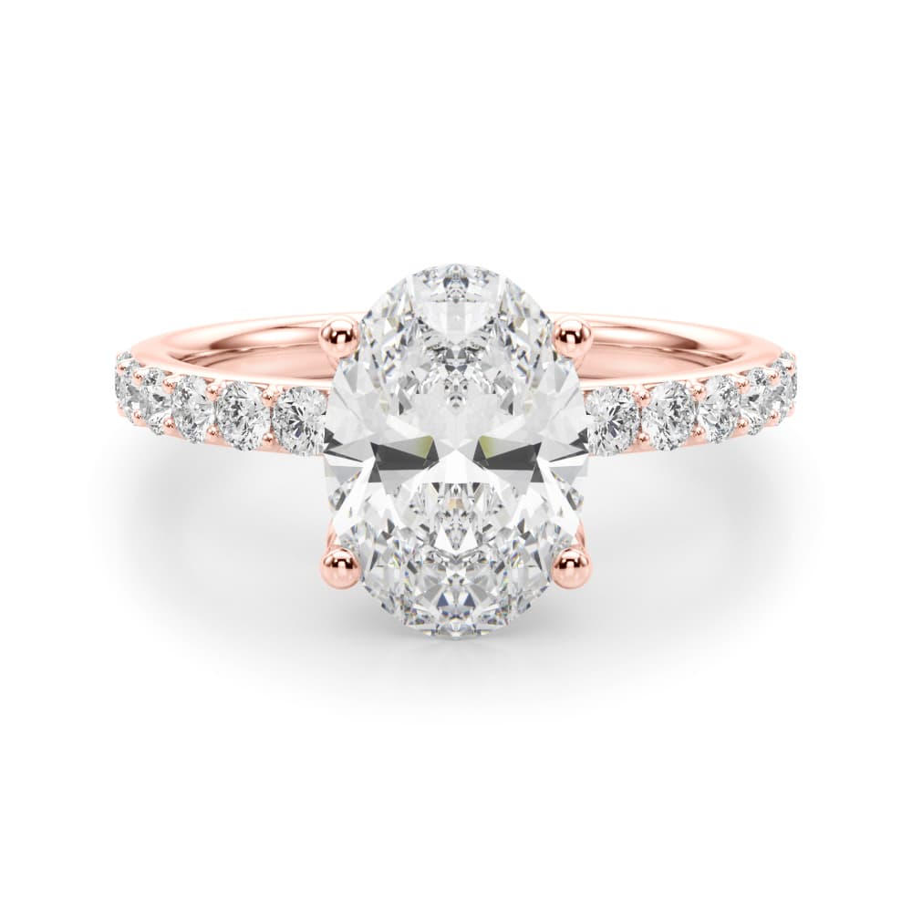 Floral Oval Engagement Ring, style 51323, Angle view in rose gold
