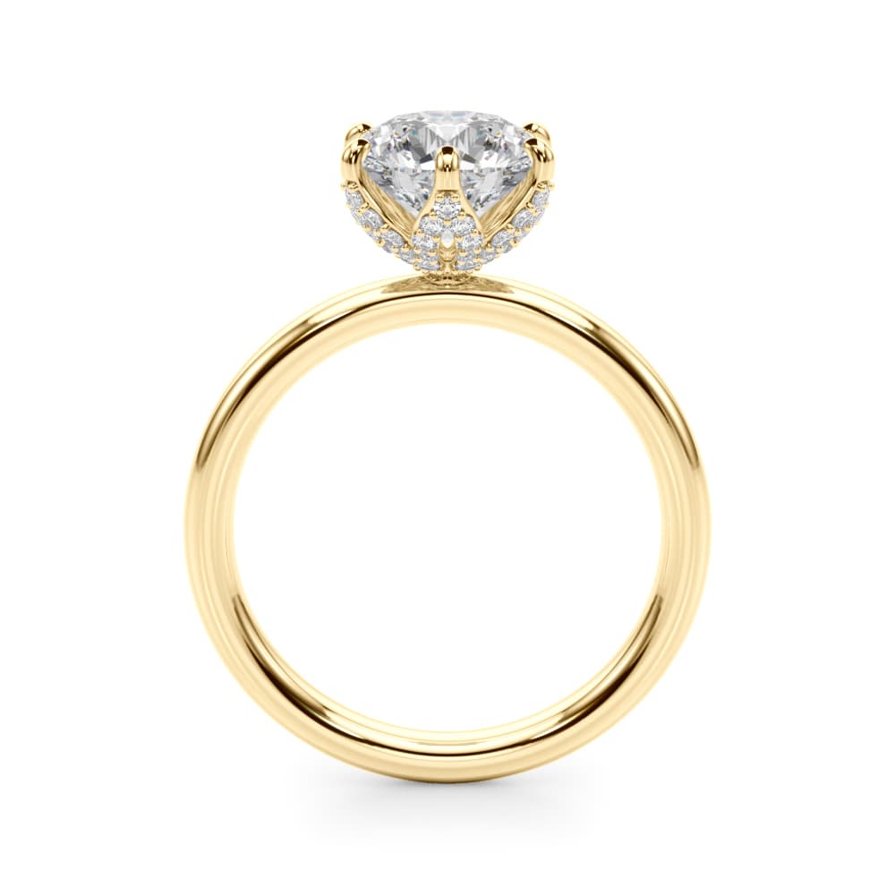 6-Prong Floral Engagement Ring, style 51328, Side view in yellow gold