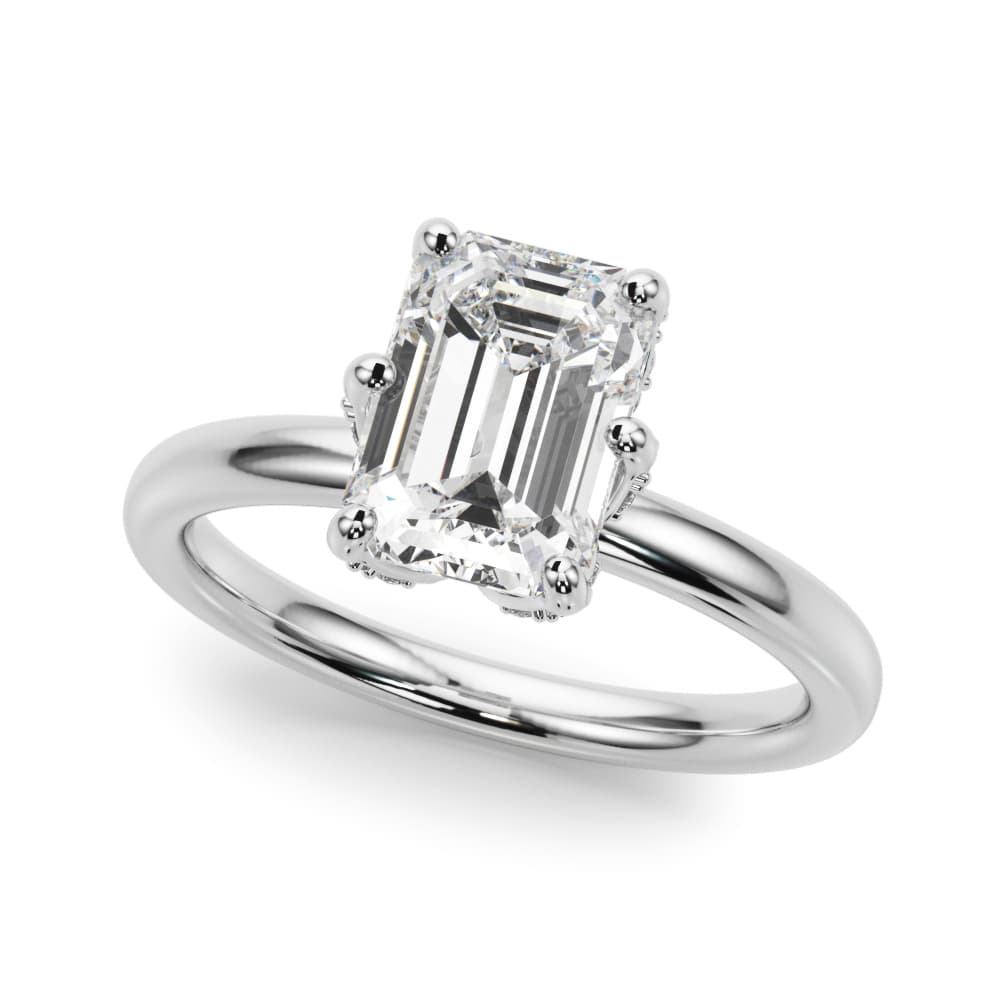 Contemporary Solitaire Plus Hidden Halo Engagement Ring — style 51330 in 10k White Gold