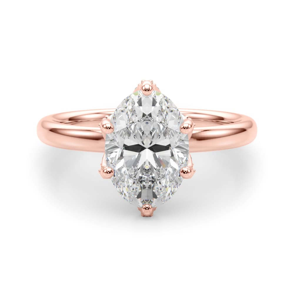 Floral Oval Engagement Ring, style 51334, Angle view in rose gold