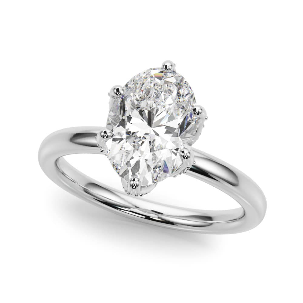 Floral Oval Engagement Ring — style 51334 in 10k White Gold