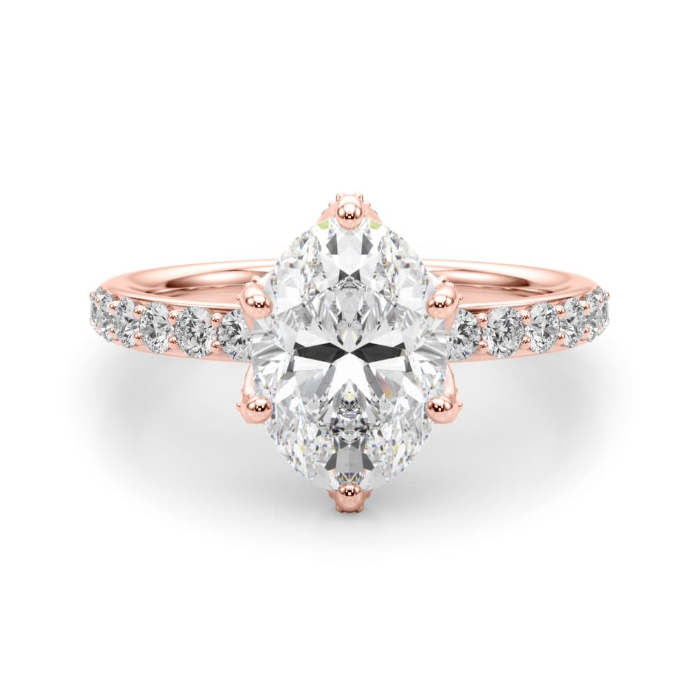 Floral Oval Engagement Ring, style 51335, Angle view in rose gold
