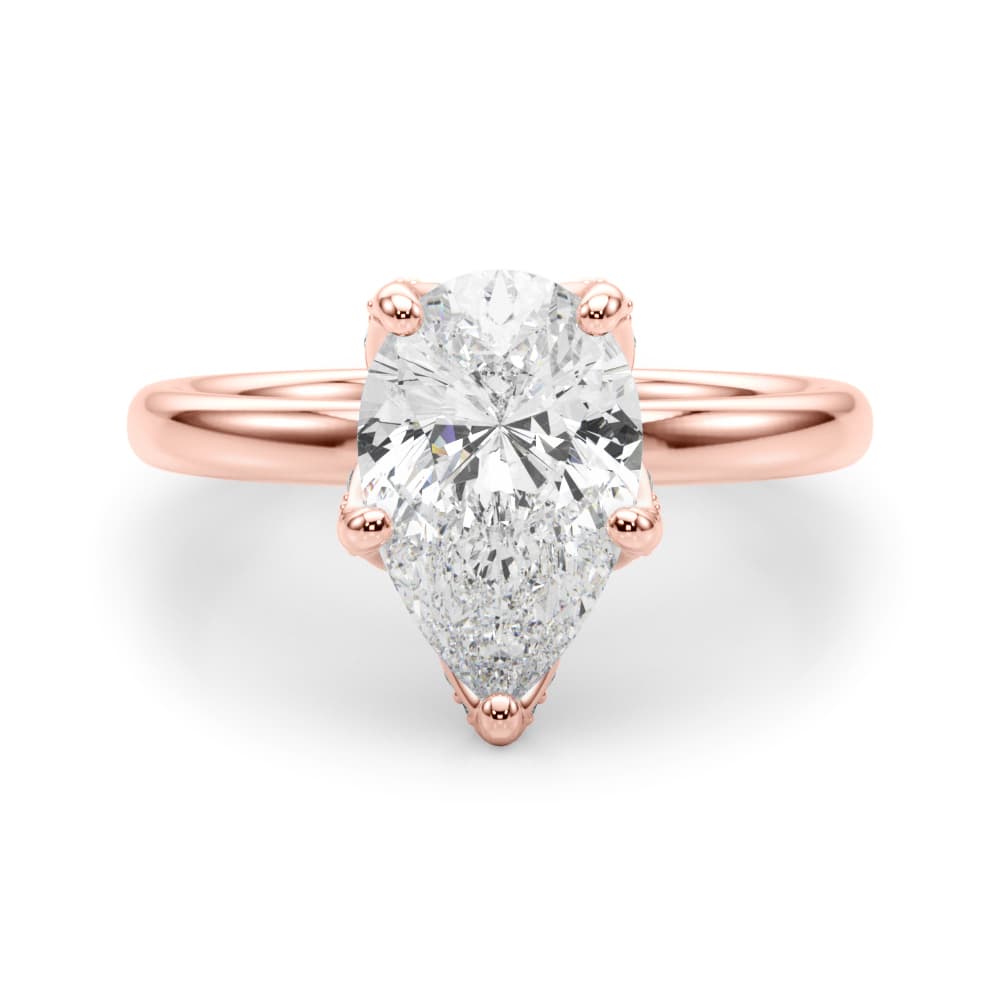 Floral Pear Engagement Ring, style 51336, Angle view in rose gold