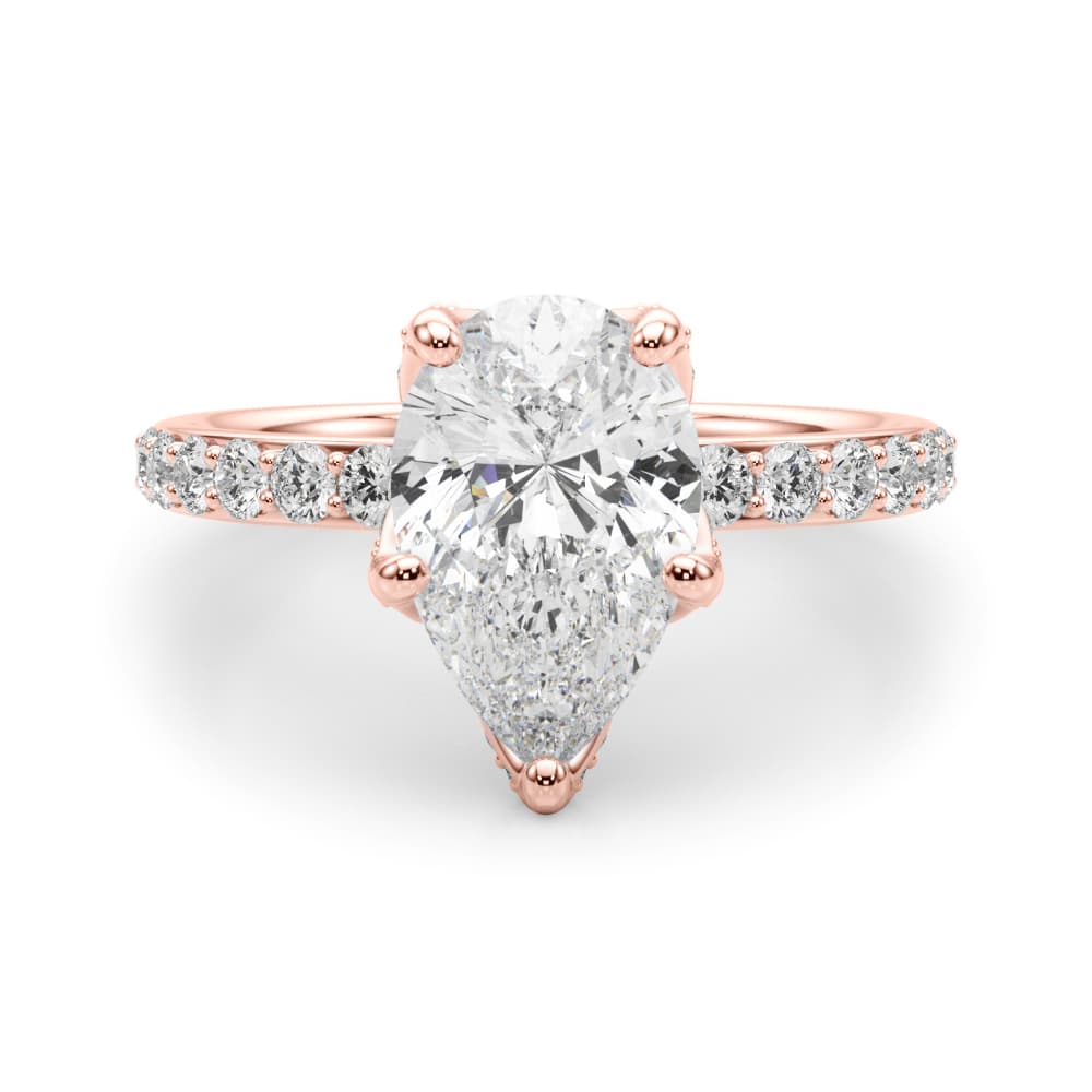 Floral Pear Engagement Ring, style 51337, Angle view in rose gold