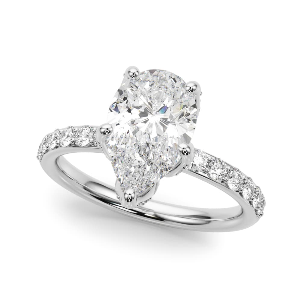 Floral Pear Engagement Ring — style 51337 in 10k White Gold