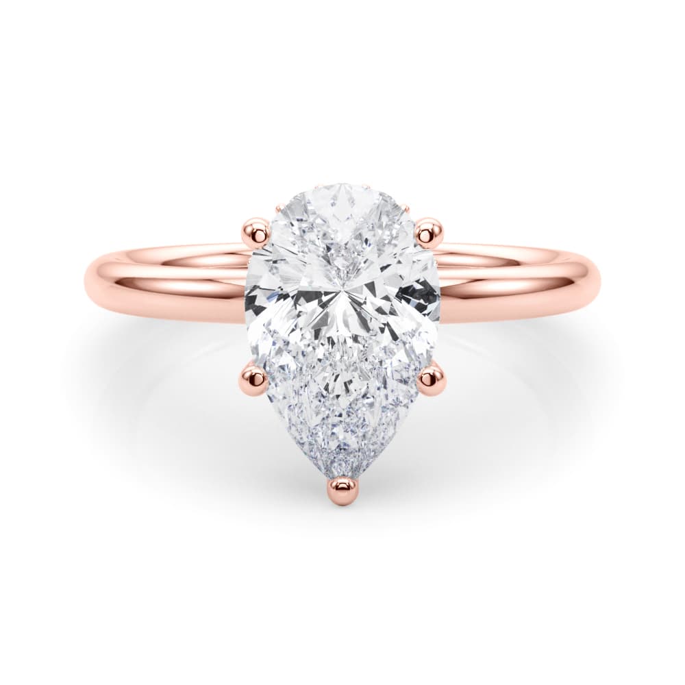 Pear Shaped Hidden Halo Engagement Ring, style 51340, On hand view in rose gold