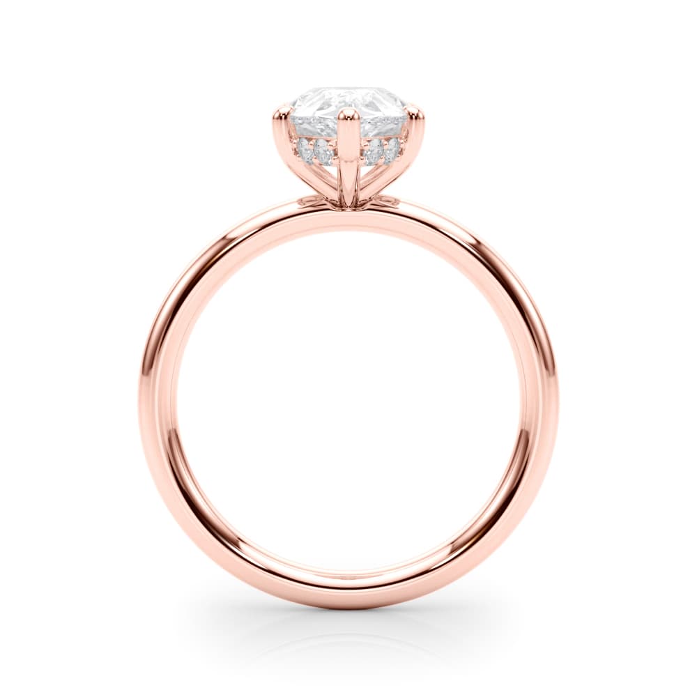 Pear Shaped Hidden Halo Engagement Ring, style 51340, Side view in rose gold