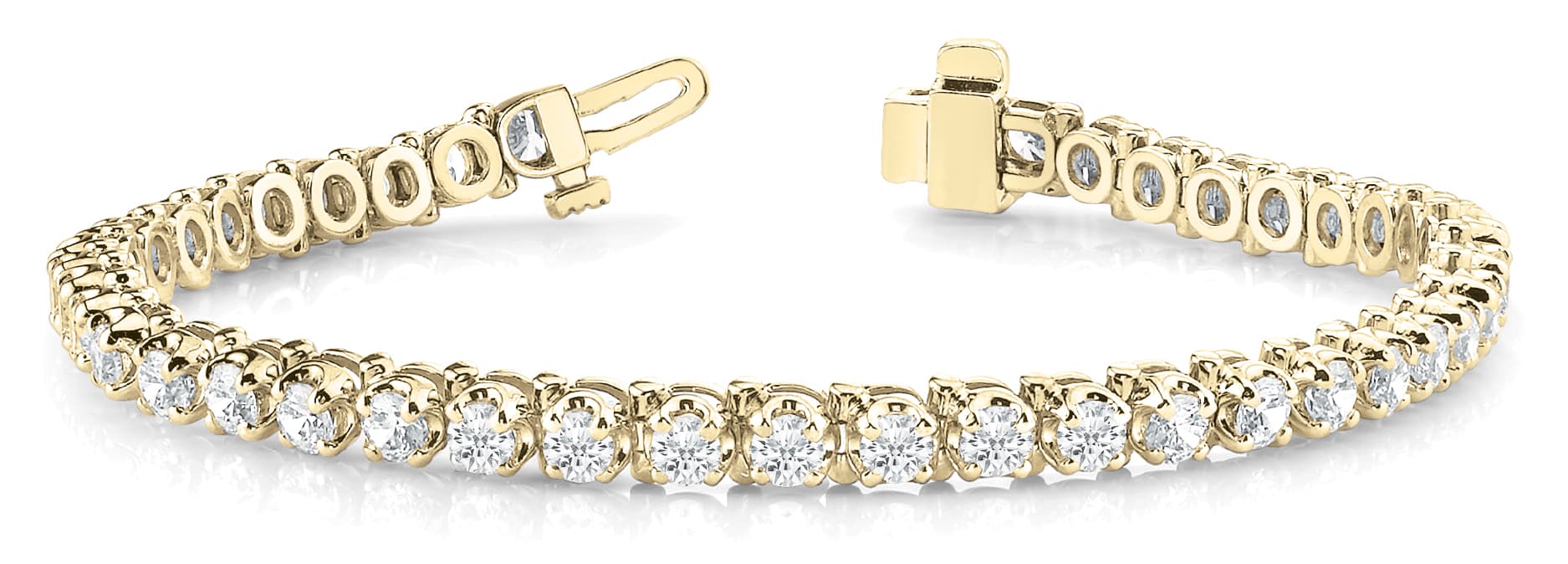 4 Prong In Line Tennis Bracelet (2 ct. tw.), Front view in yellow gold