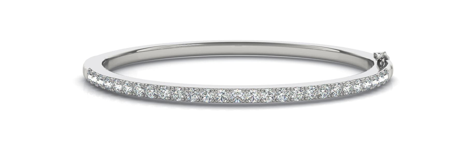 Prong Set Hinged Bangle — 1 ctw (1.8 mm) — White Gold