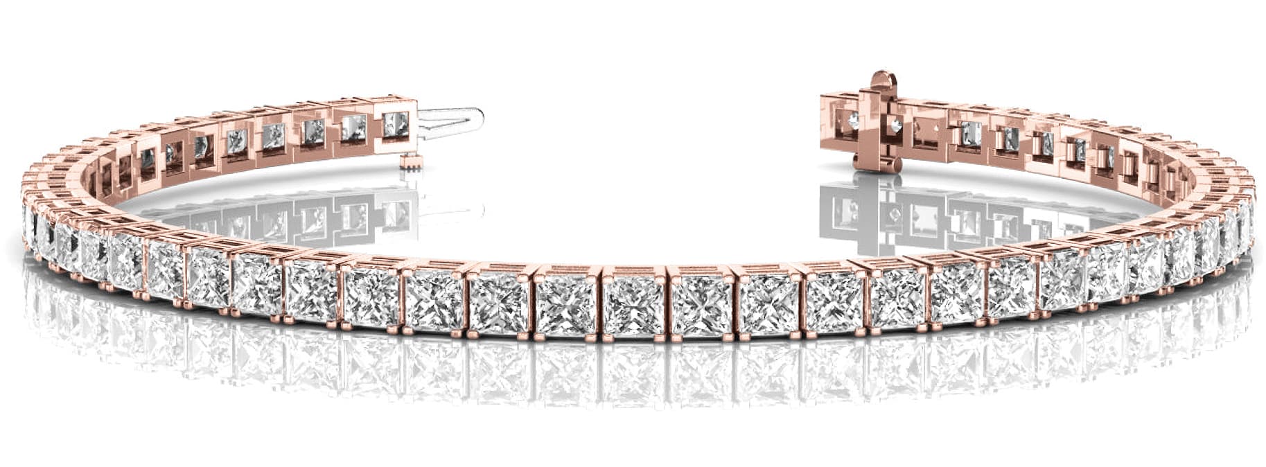 Cushion Prong Set InLine Tennis Bracelet (4 ct. tw.), Front view in rose gold