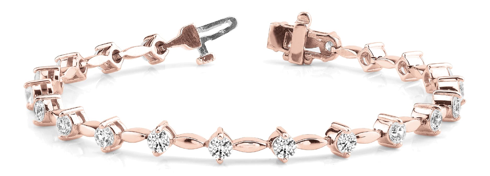 2 Prong/solid Mq Link Bracelet (3 ct. tw.), Front view in rose gold