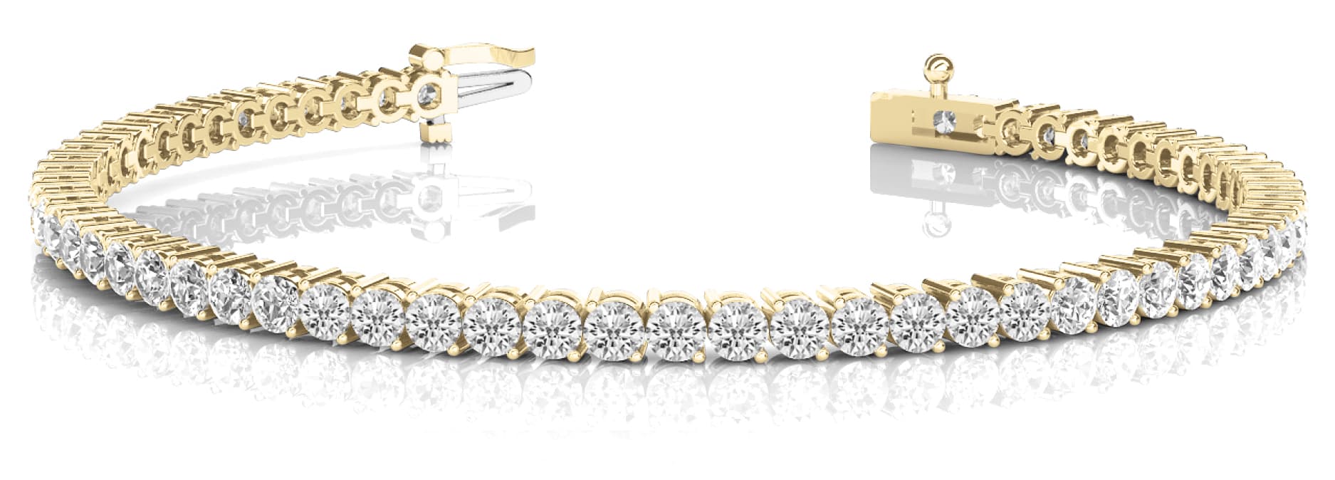 Prong Set Inline Bracelet (2 ct. tw.), Front view in yellow gold