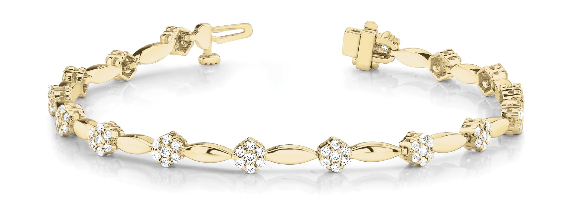 Cluster/solid Mq Link Bracelet (2.1 ct. tw.), Front view in yellow gold