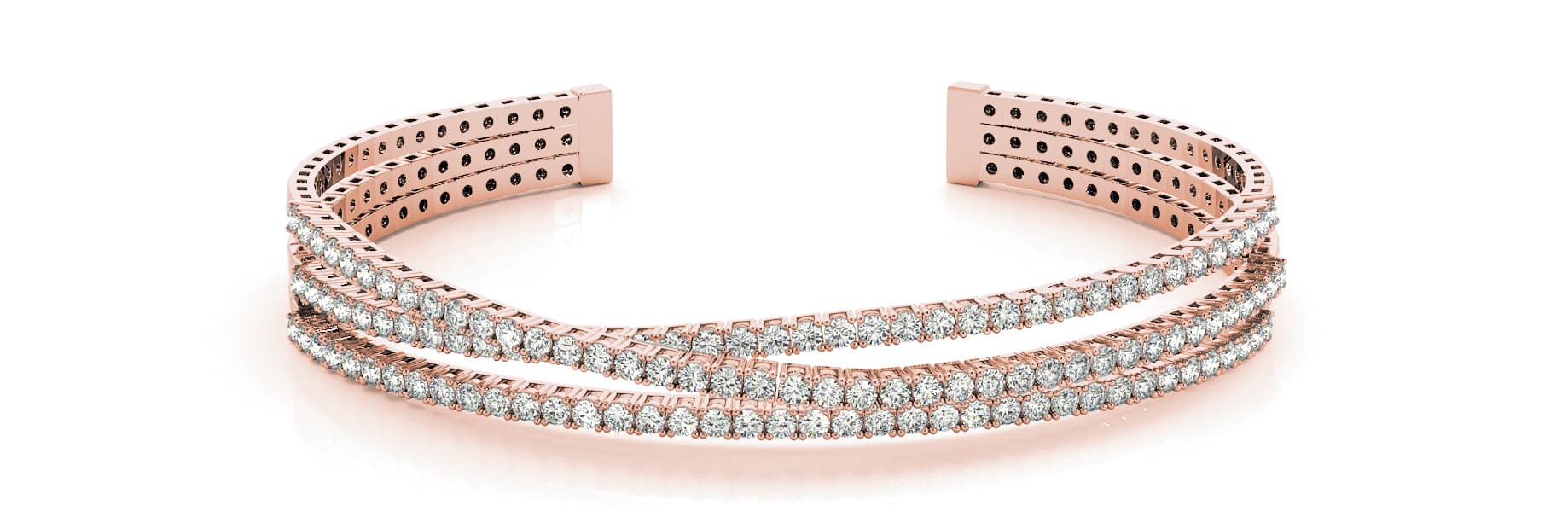 Triple Cross Over Cuff (3.45 ct. tw.), Front view in rose gold