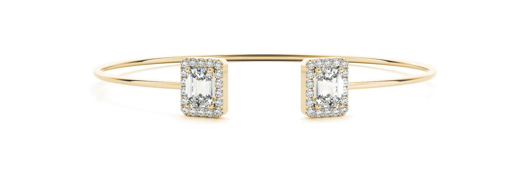Ec Halo End Cap Wire Flexible Cuff (3/8 ct. tw.), Front view in yellow gold