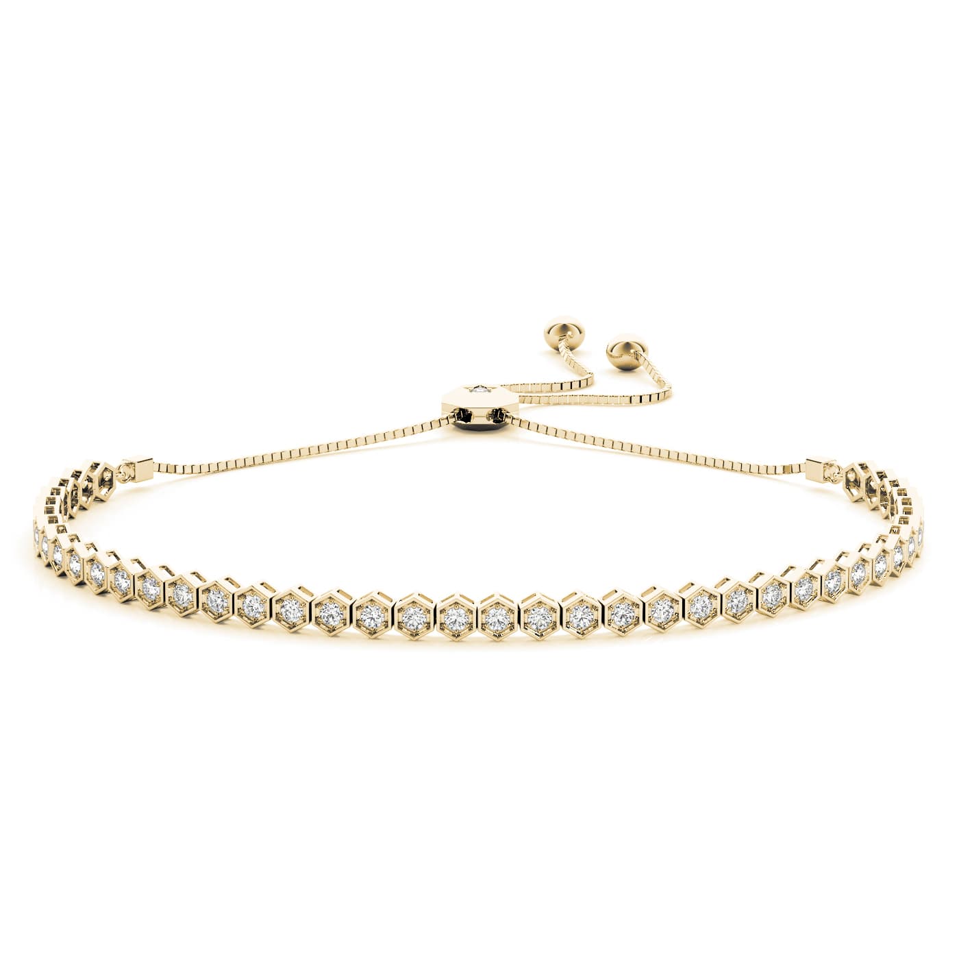 Tennis Bolo Bracelet (2/3 ct. tw.), Front view in yellow gold