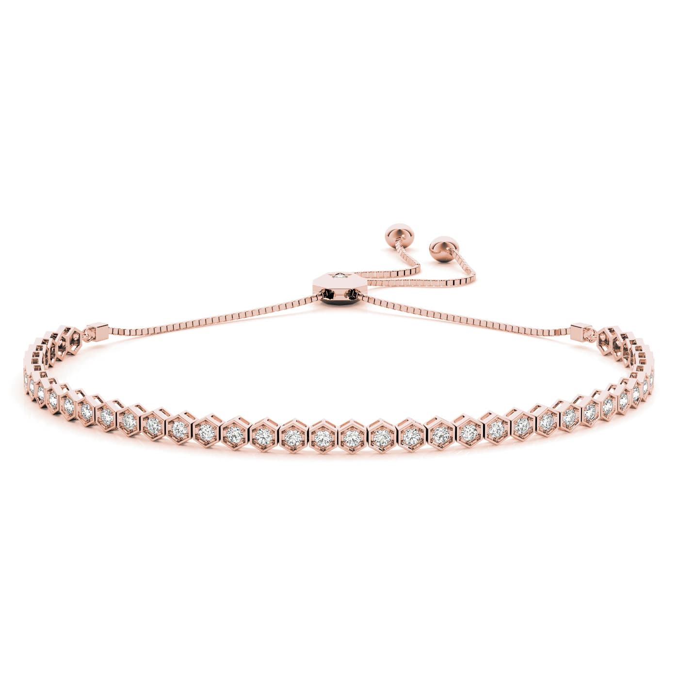 Tennis Bolo Bracelet (2/3 ct. tw.), Front view in rose gold